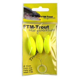 Trout Piloten oval gelb 15mm Inh.3 Stk.