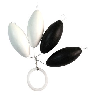 Trout Piloten oval 2x schwarz/ 2x wei� 15mm Inh.4 Stk.