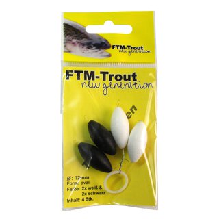 Trout Piloten oval 2x schwarz/ 2x wei� 15mm Inh.4 Stk.
