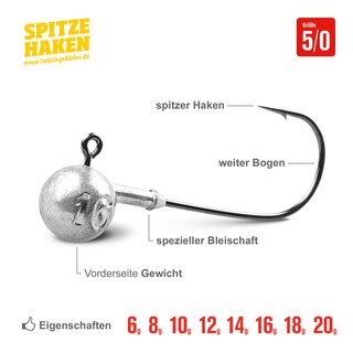 Spitze Haken Gr. 5/0 14 gr.